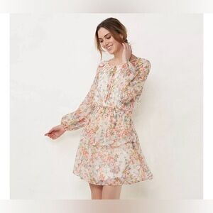 Women's LC Lauren Conrad Long Sleeve Mini Peasant Dress size XXL